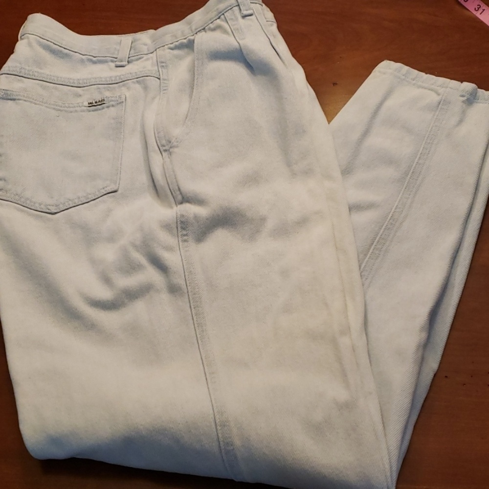 Vintage 80s Bill Blass Pleated Jeans 10 Light Blue